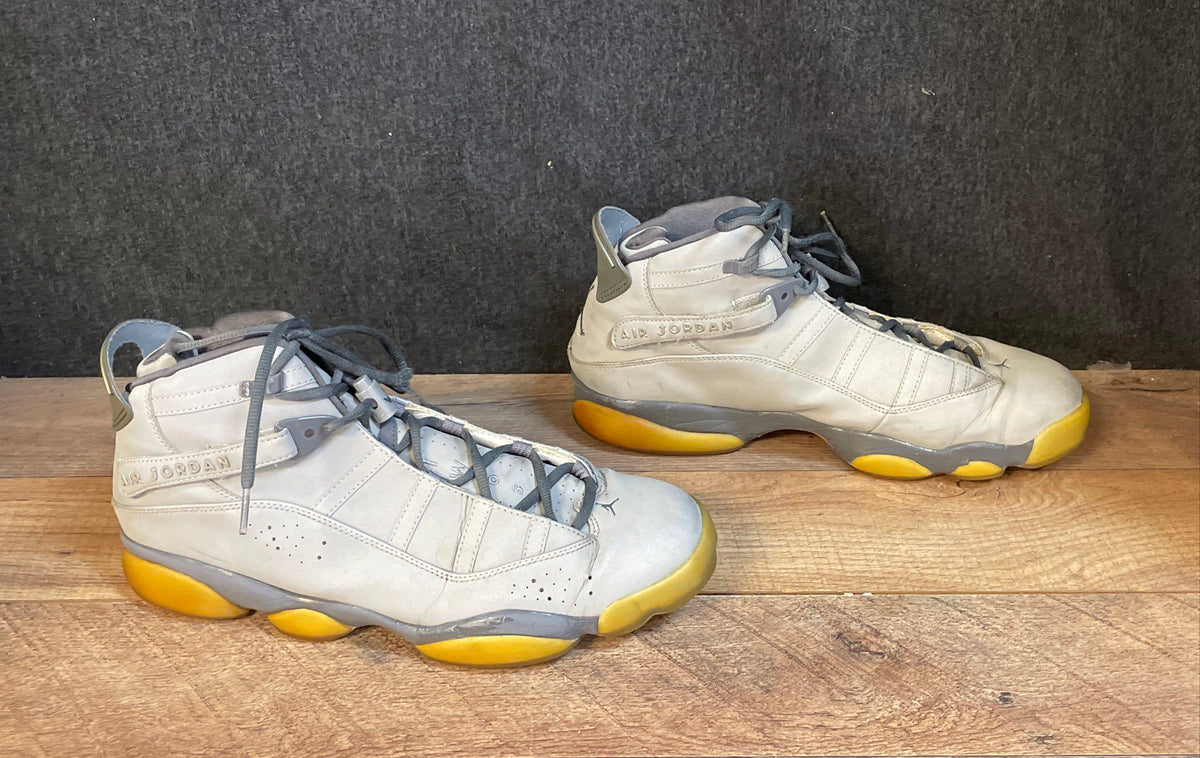 Nike Air Jordan 6 Rings Gray Yellow High Top Basketball Shoes Size 12
