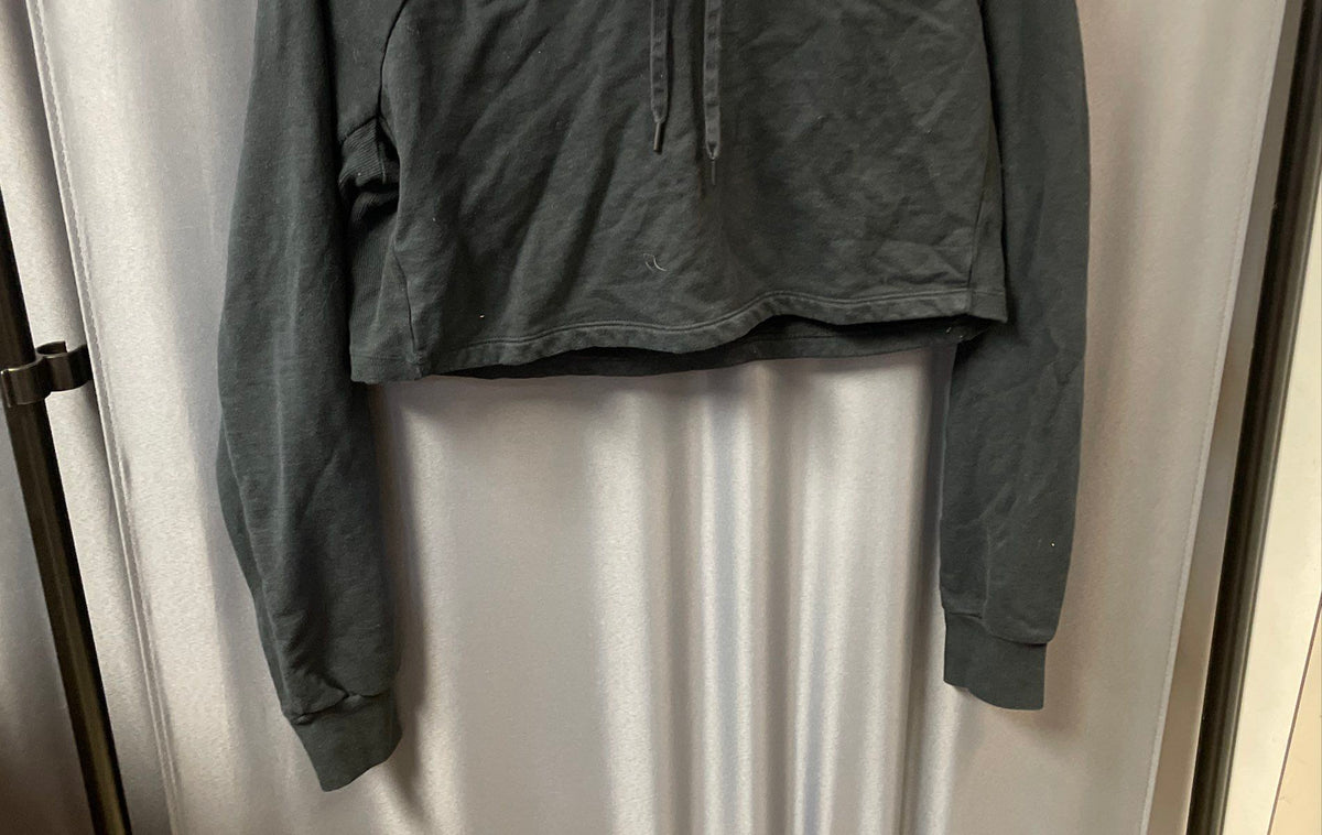 Gymshark Women's Crop Pullover Hoodie Black Activewear Sweatshirt Sz M