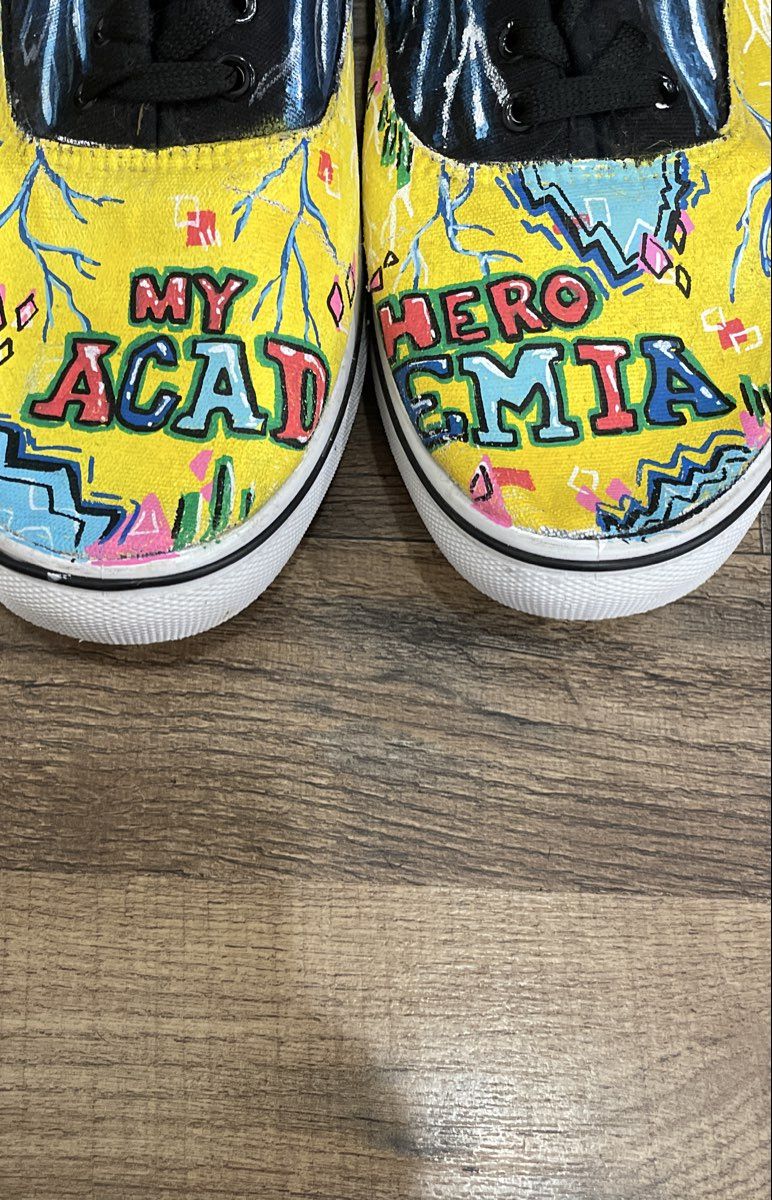 My Hero Academia Graphic Canvas Low Top Sneakers Yellow Black Size 12
