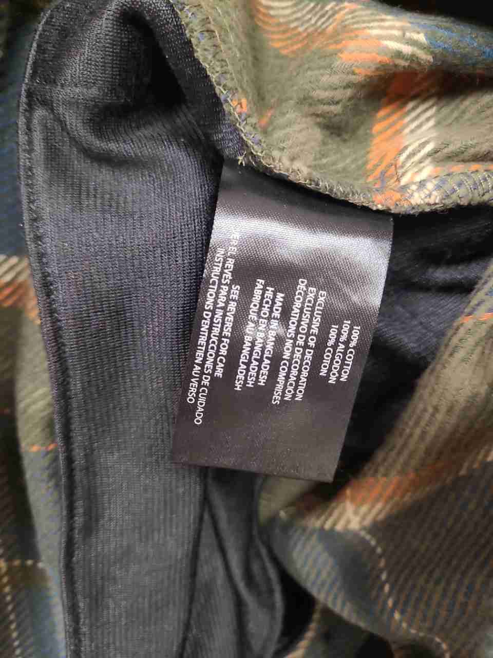 Orvis Men's Flannel Shirt Green Gray Orange Plaid Long Sleeve Heavy Cotton Sz S