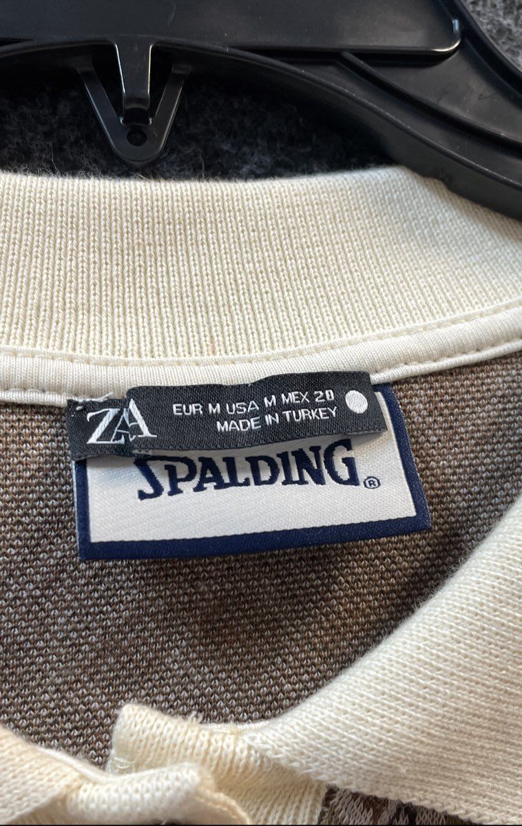 Zara x Spalding Women's Cropped Polo Shirt Multicolor Geometric Chevron Sz M