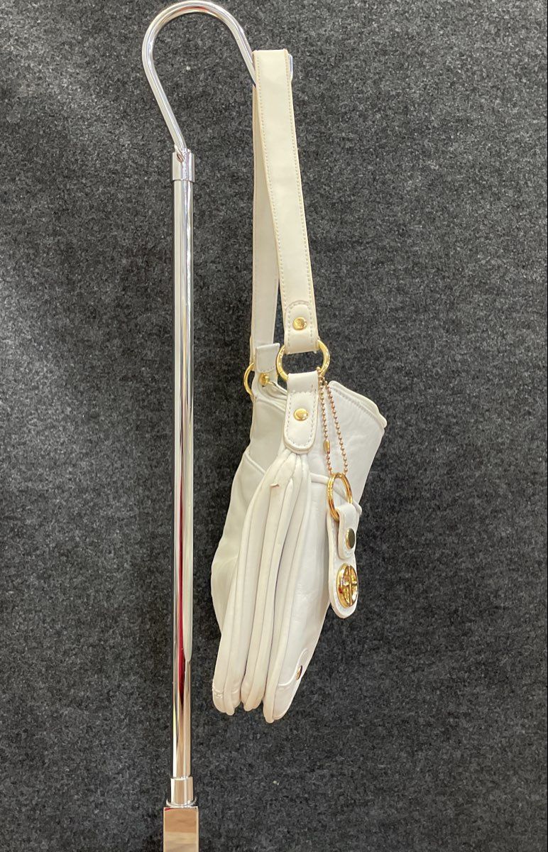 Giani Bernini White Leather Shoulder Bag Gold Hardware Multi Compartment Purse