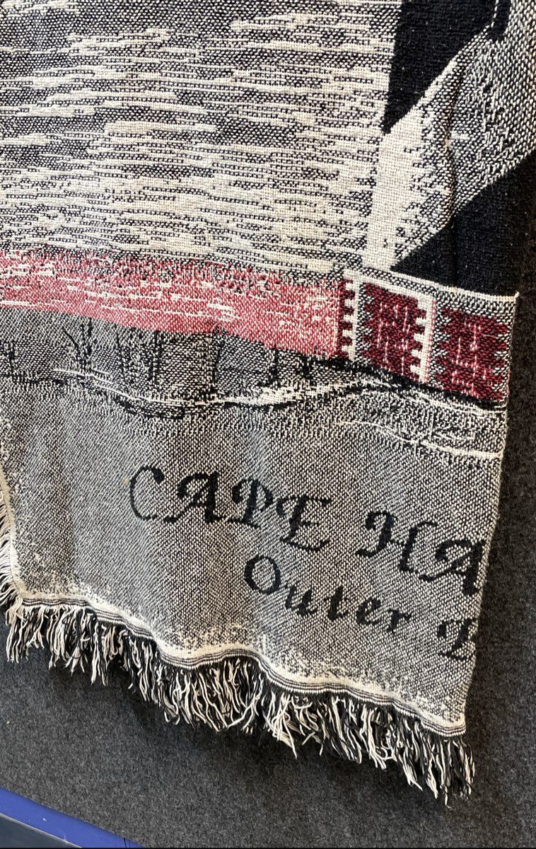 Vintage Cape Hatteras Lighthouse Tapestry Throw Blanket Fringe Outer Banks NC