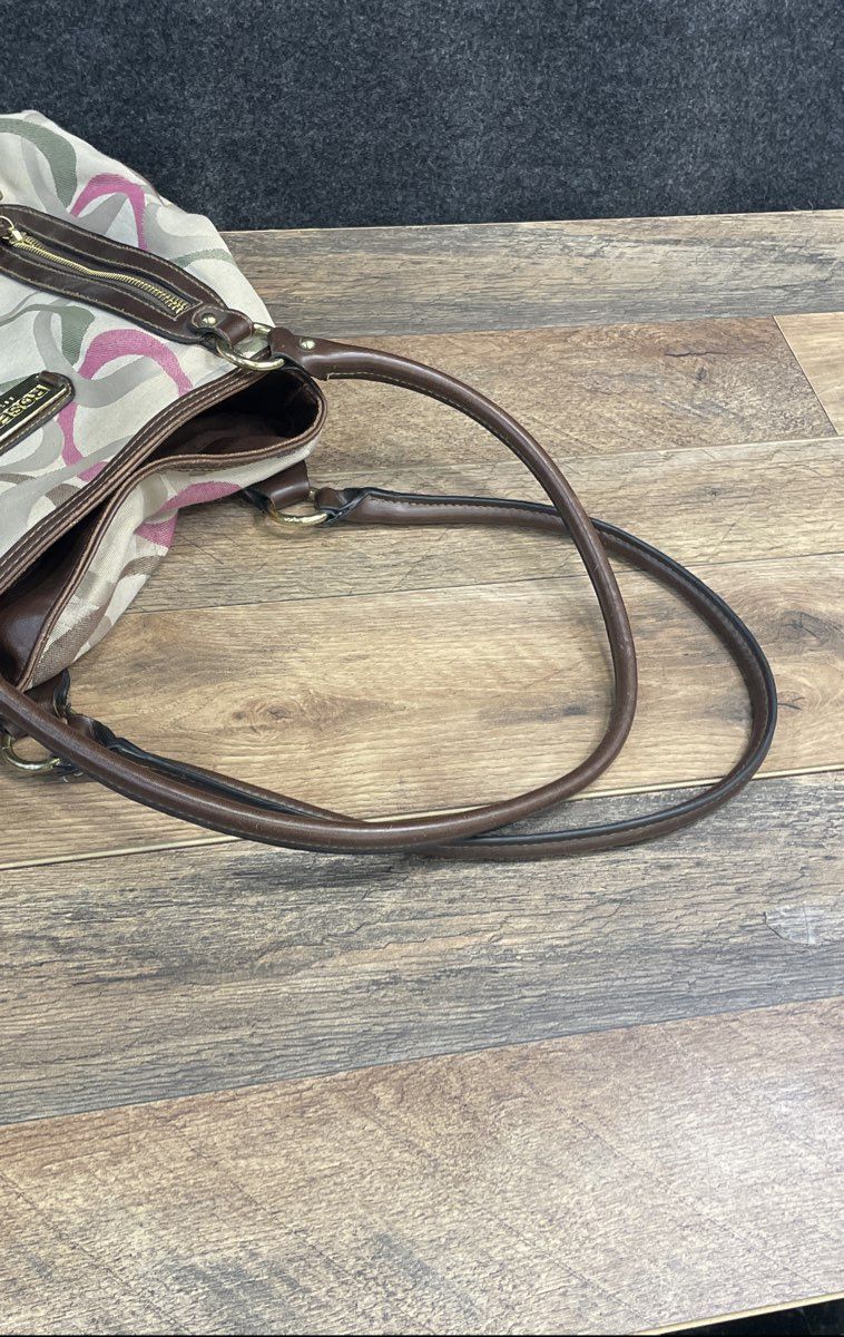 Rosetti Multi-Color Signature Link Print Canvas Shoulder Bag Triple Compartment