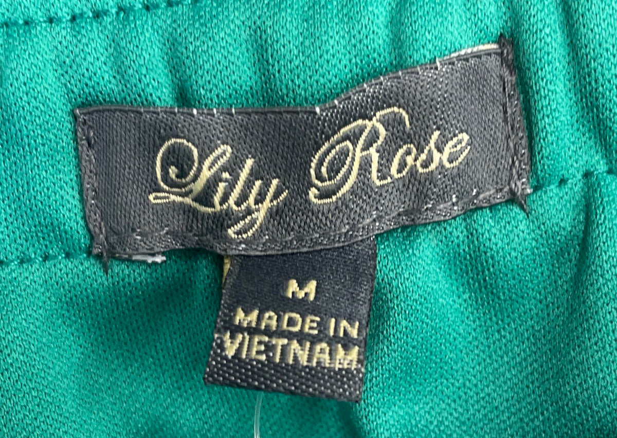 Lily Rose Women's Strapless Emerald Green Floral Lace Dress Size M NWT