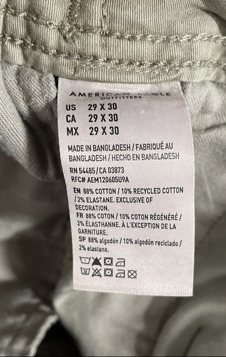 American Eagle Men's Gray Lived-In Cargo Flex Pants Sz 29x30 NWT