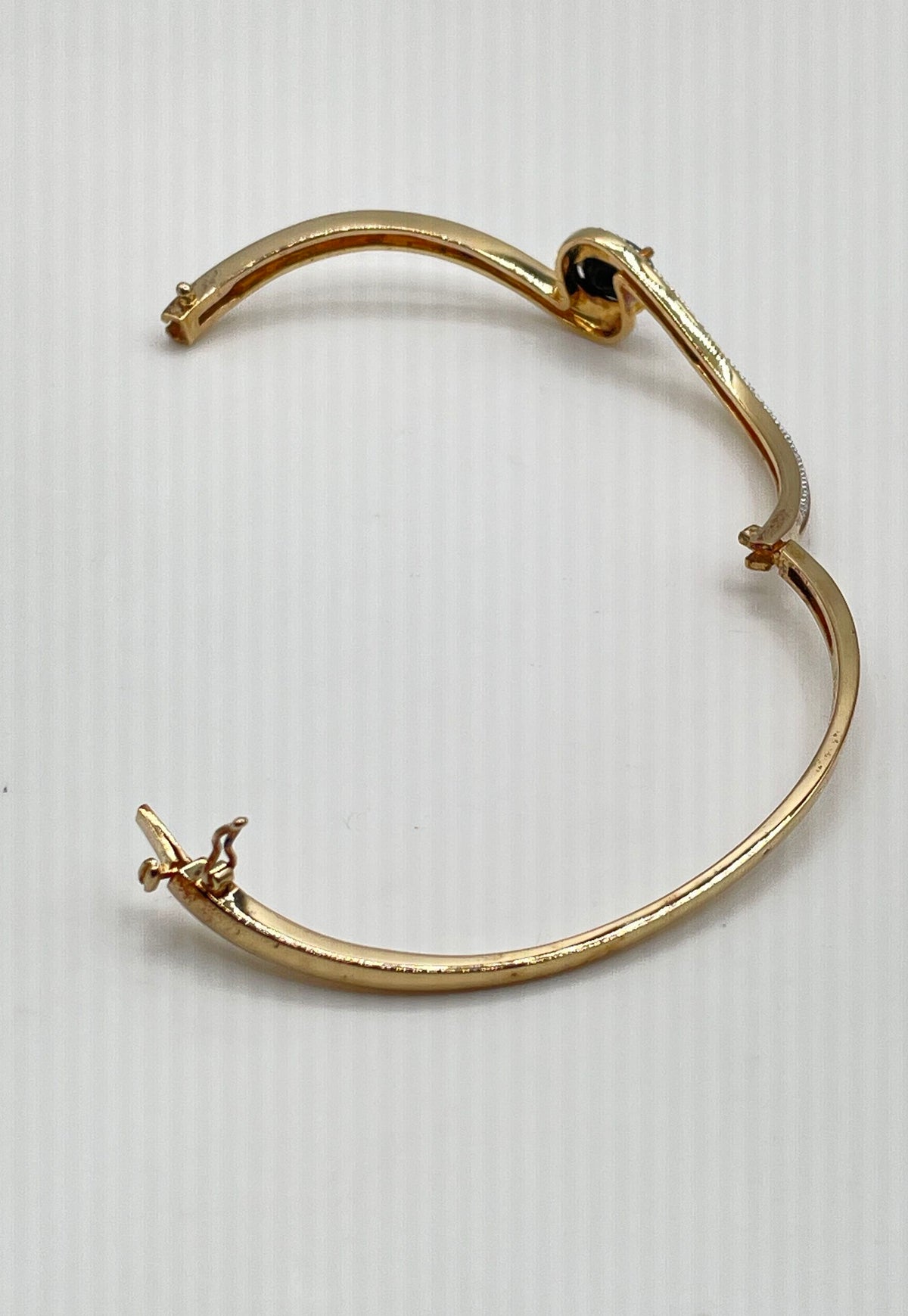 Gold Tone Low Grd. Silver (Ag 84) Sapphire Diamond Acc. Bracelet 13.3g *Damaged*