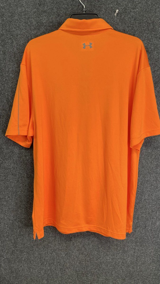 Under Armour Men's Polo Shirt Orange HeatGear Loose Fit Short Sleeve Sz 2XL