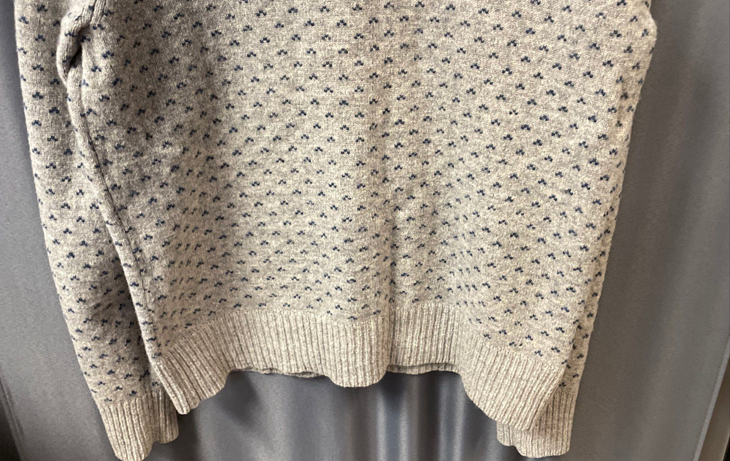 J. Crew Men's Gray Blue Patterned Lambswool Crewneck Sweater Sz M