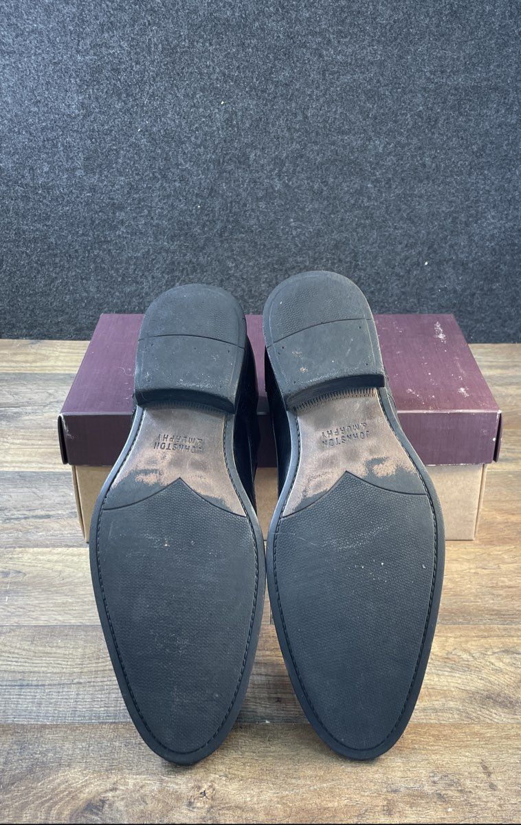 Johnston & Murphy Gibbons Black Full Grain Cap Toe Derby Shoes Size 12 M