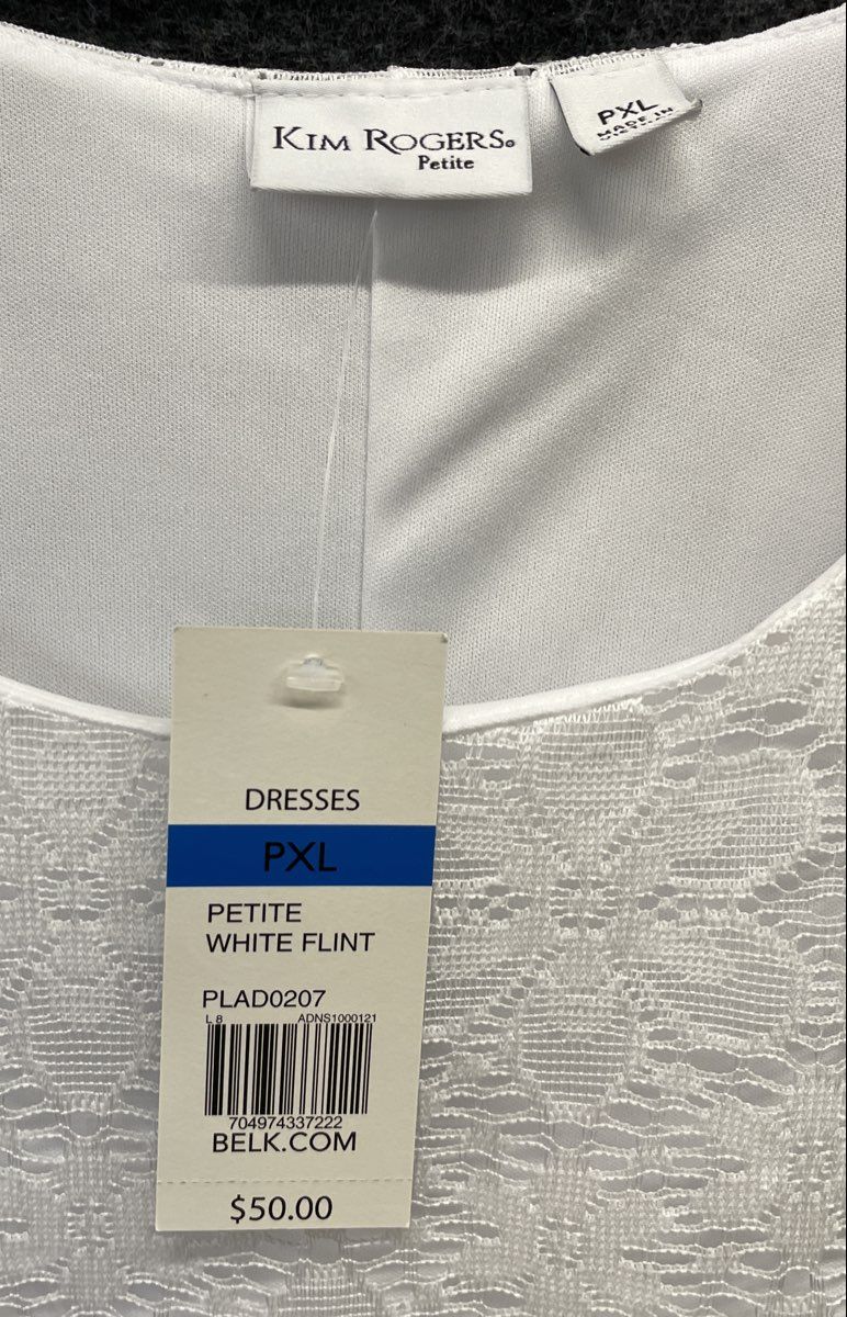 Kim Rogers Women's White Floral Lace Cold Shoulder Dress Petite Sz PXL NWT