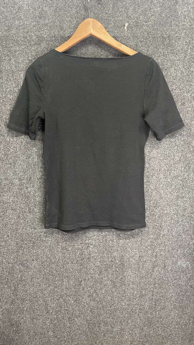 Lauren Ralph Lauren Women's Black Boat Neck Short Sleeve T-Shirt Top Size M