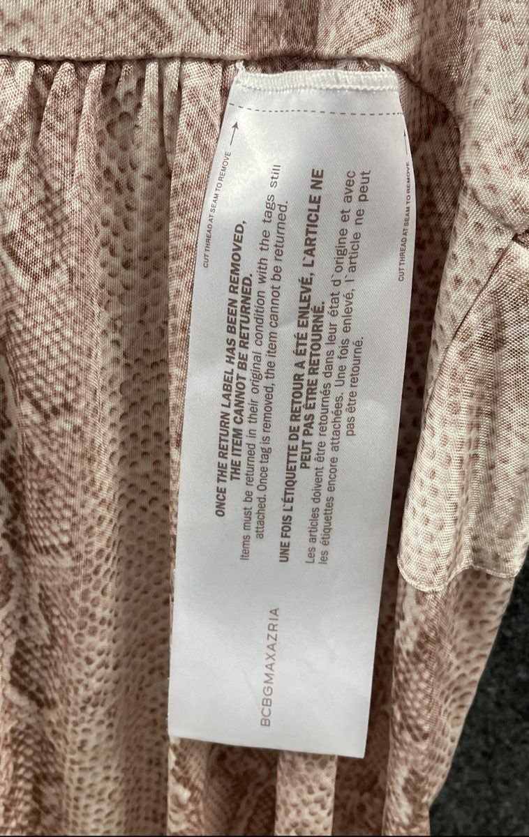 BCBGMAXAZRIA Women's Tan Pink Snakeskin Racerback Knot Maxi Dress Sz S New