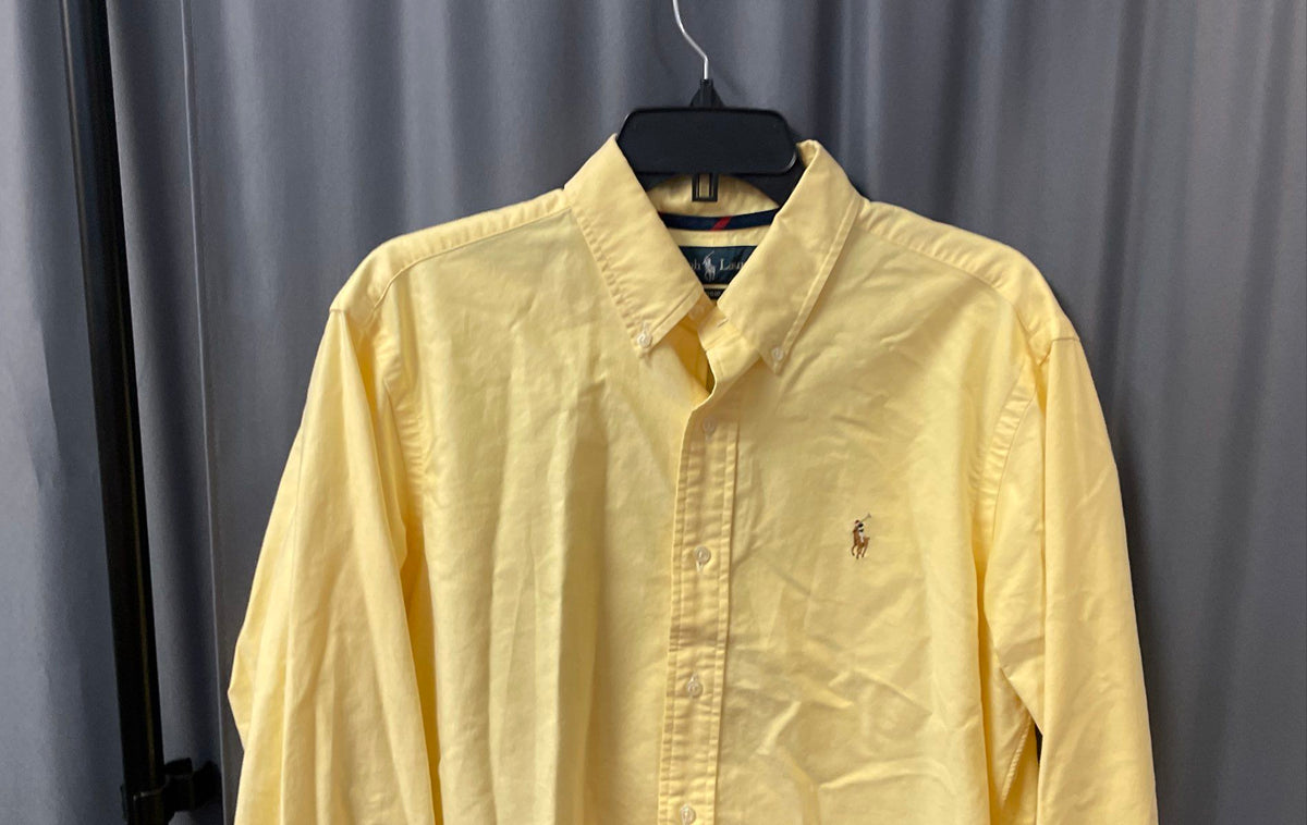 Ralph Lauren Men's Yellow Classic Fit Oxford Button Down Shirt Sz M