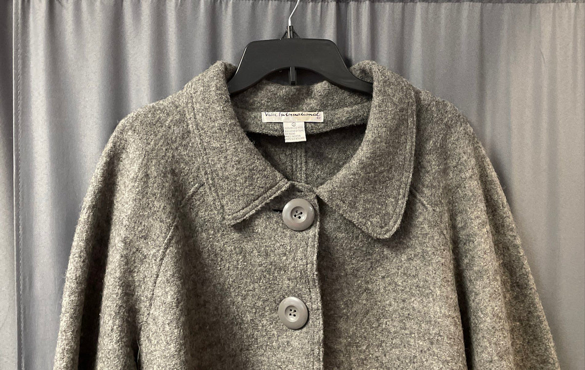 Vikki International Women's Grey 100% Boiled Wool 3-Button Coat Sz 2X
