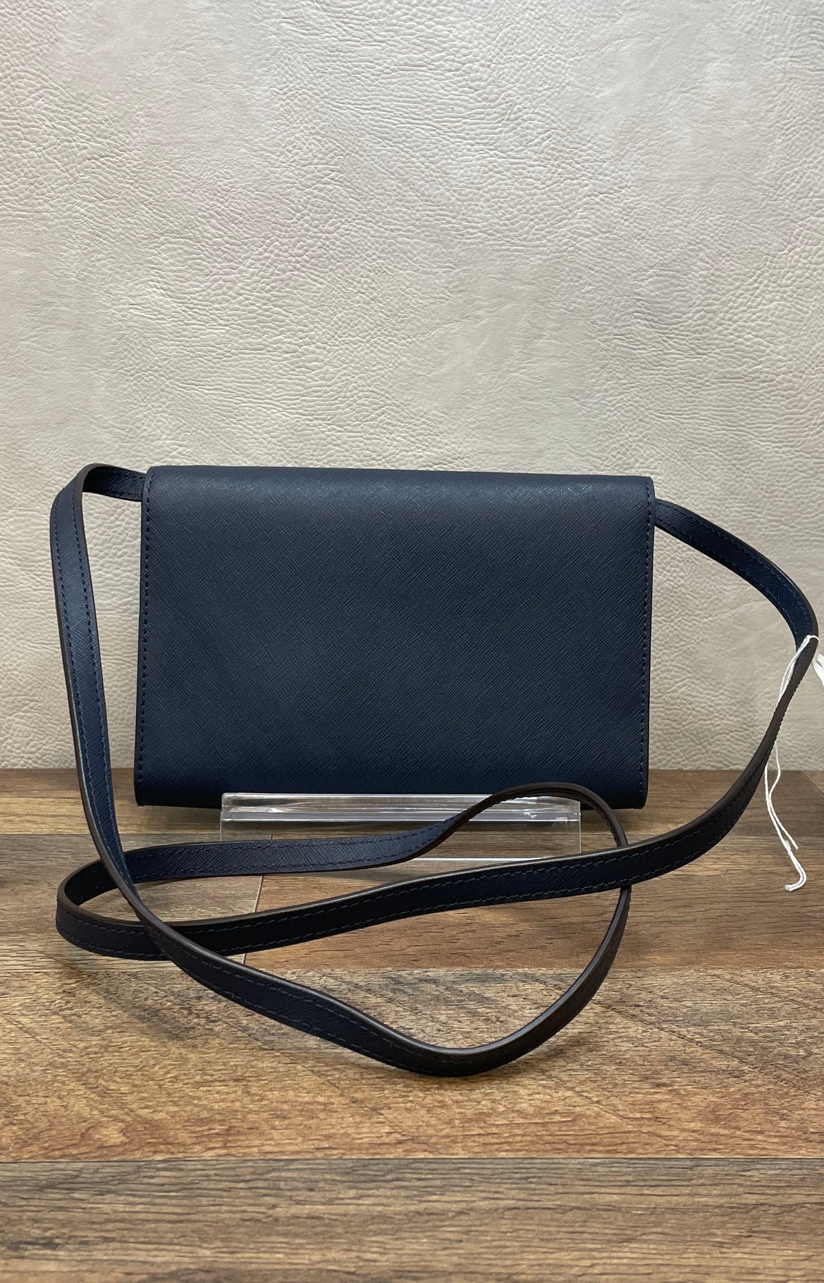 Michael Kors Navy Blue Saffiano Leather Crossbody Wallet Bag Gold Hardware