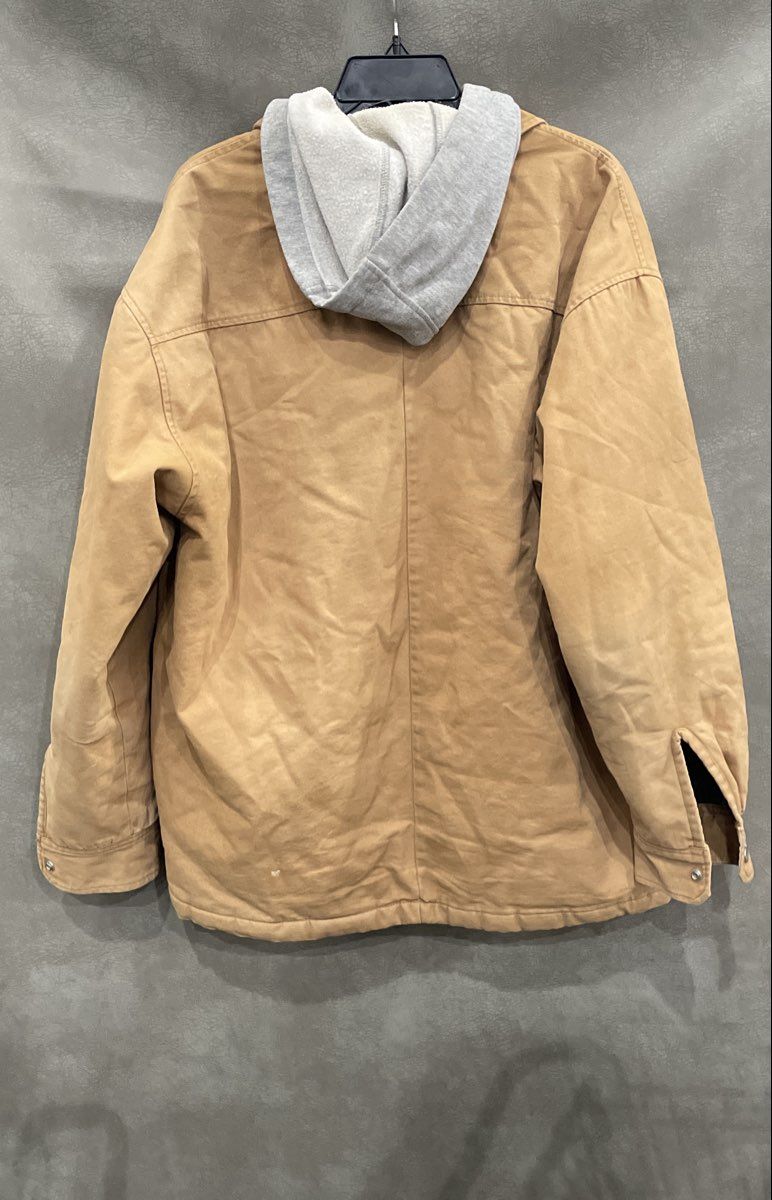 Dickies Men's Brown Duck Canvas Hooded Work Jacket Quilted Lined Layered Coat