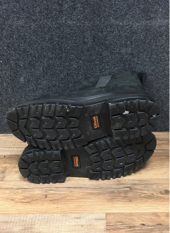 Clitenk Black Slip-On Safety Chelsea Work Boots Men's Size 14