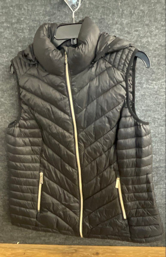 Michael Kors Women's Black Packable Hooded Quilted Puffer Vest Size L