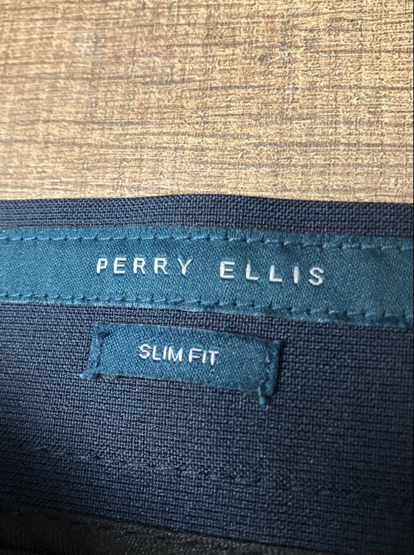 Perry Ellis Men's Slim Fit Dress Pants Navy Blue Flat Front Sz 38x30 NWT