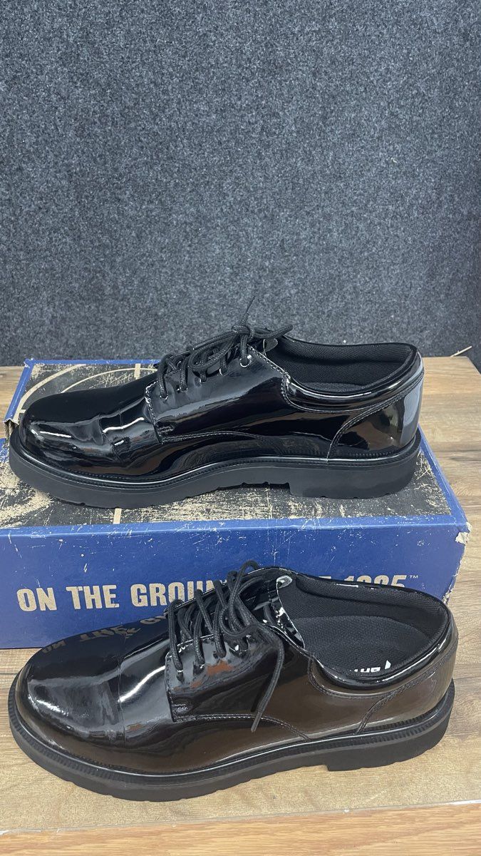 Bates High Gloss Duty Oxford Black Uniform Shoes New In Box Size 10.5