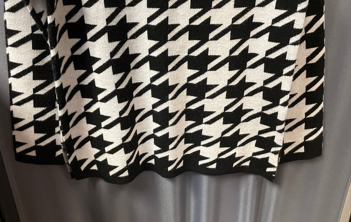 Philosophy Republic Clothing Women's Black White Houndstooth Mock Neck Sweater S