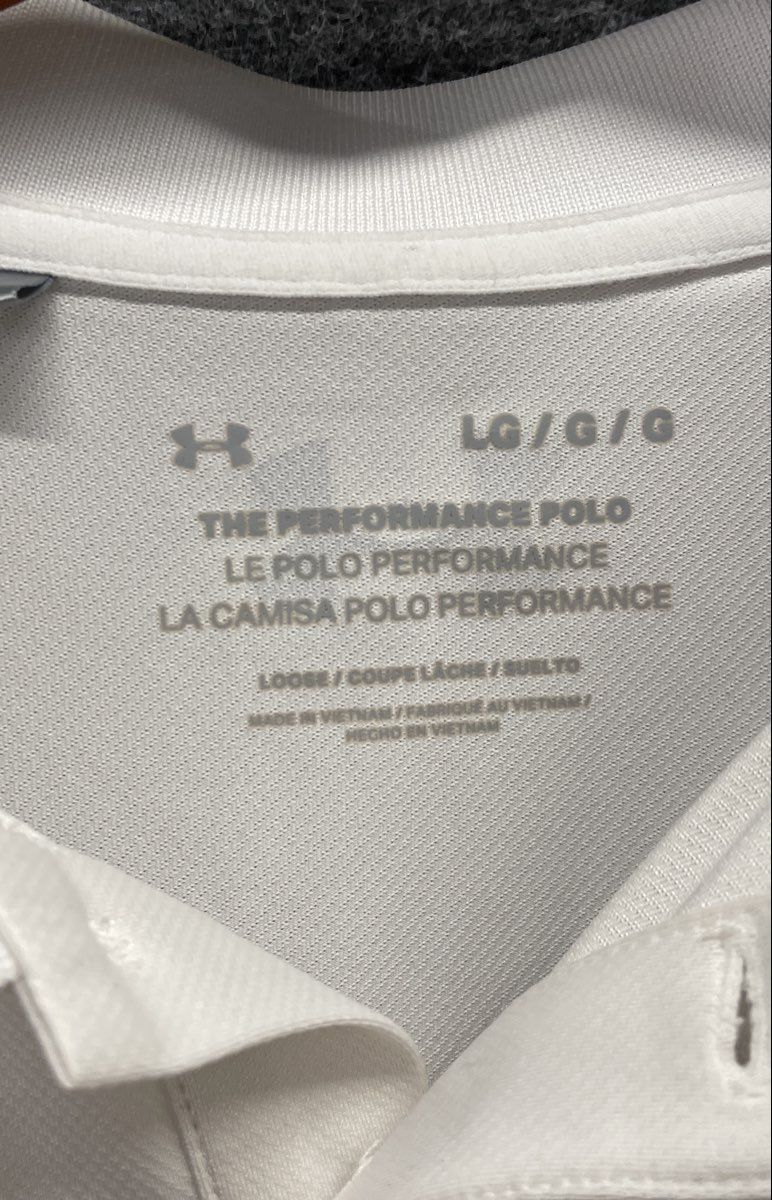 Under Armour Men's White The Performance Polo Shirt Loose Fit Sz L