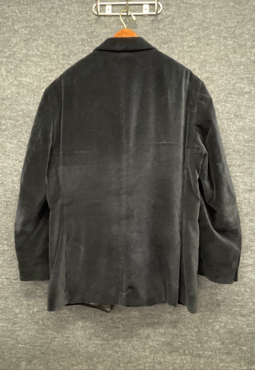 Villini Men's Black Cotton Velvet Blazer Notch Lapel Paisley Lining Sz 46L