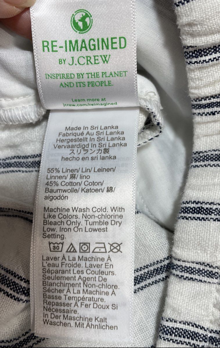 J.Crew Women's Blue White Striped Linen Cotton Re-Imagined Pants Sz 8 NWT