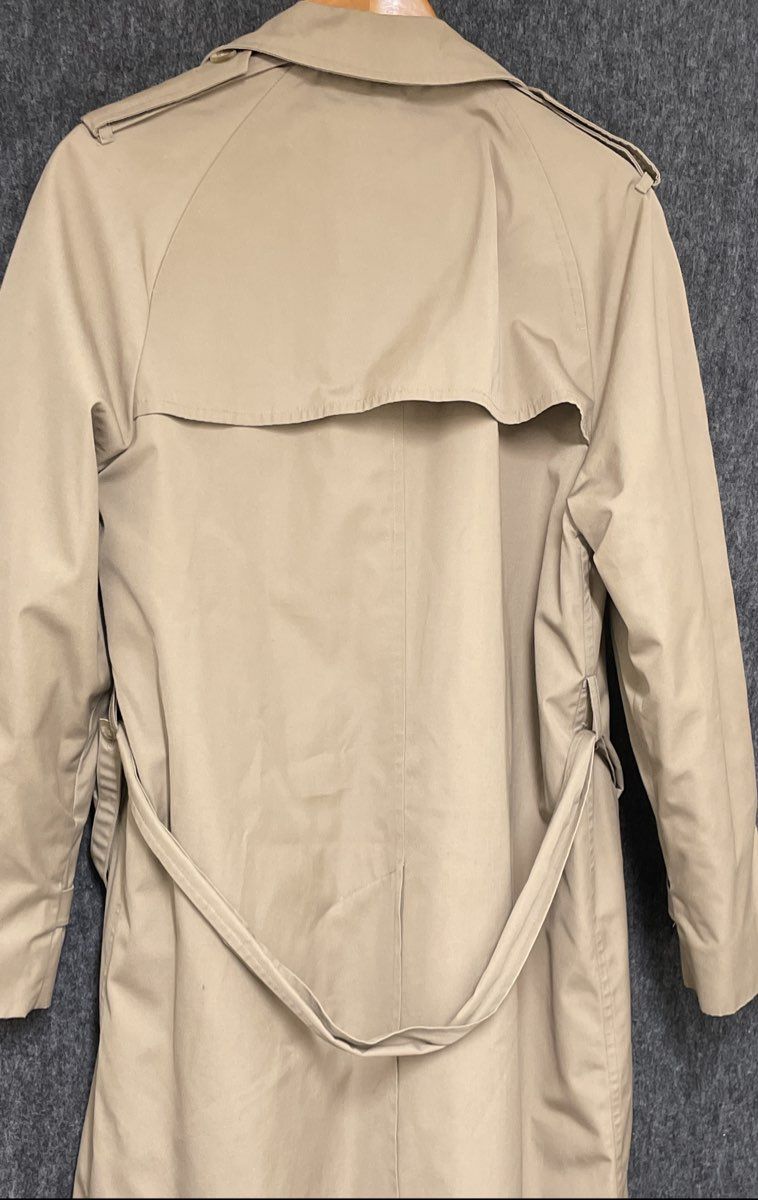 Vintage 80s Newport Harbor Men's Beige Double Breasted Trench Coat Sz 36 Reg