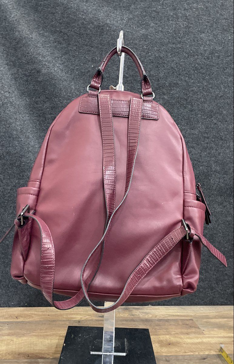 Simply Vera Vera Wang Maroon Faux Leather Backpack Large Laptop Sleeve