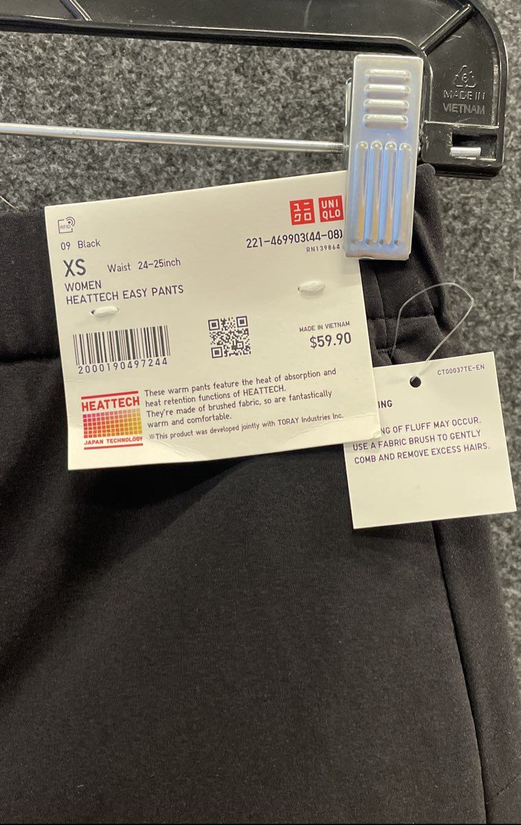 Uniqlo Women's Black Heattech Easy Pants Thermal Insulated NWT Sz XS