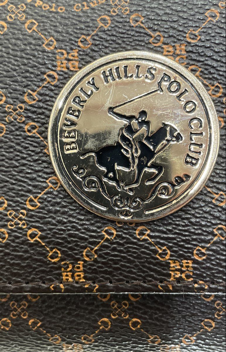 Beverly Hills Polo Club Brown Monogram Logo Trifold Wallet Silver Hardware