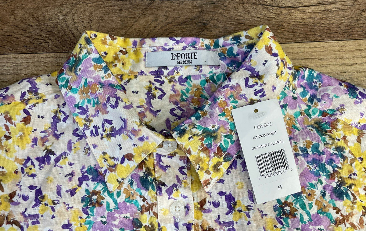 LaPorte Women's Gradient Floral Button Down Shirt NWT Multicolor Sz M