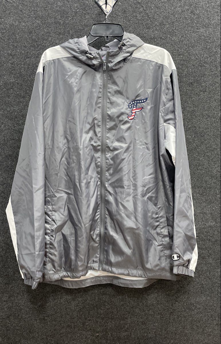Fredericksburg Nationals Champion Windbreaker Jacket Gray White Sz XL