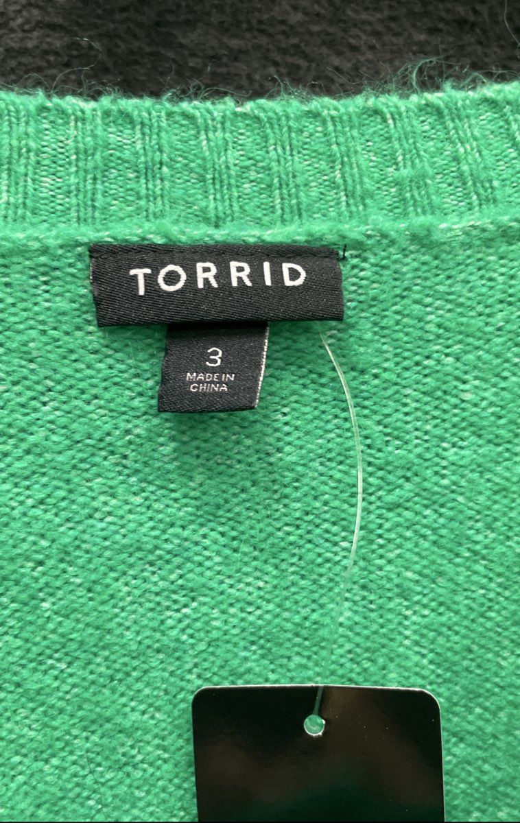 Torrid Women's Green Ribbed Knit Brushed Pullover Sweater Sz 3 NWT