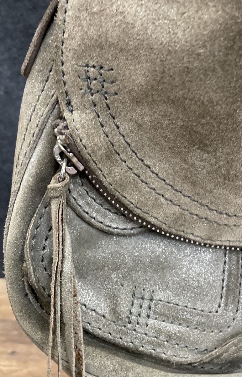 Lucky Brand Olive Green Suede Flap Hobo Shoulder Bag Metallic Detail
