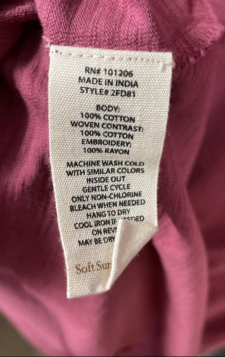 Soft Surroundings Women's Burgundy Embroidered Sleep Dress Nightgown Sz M