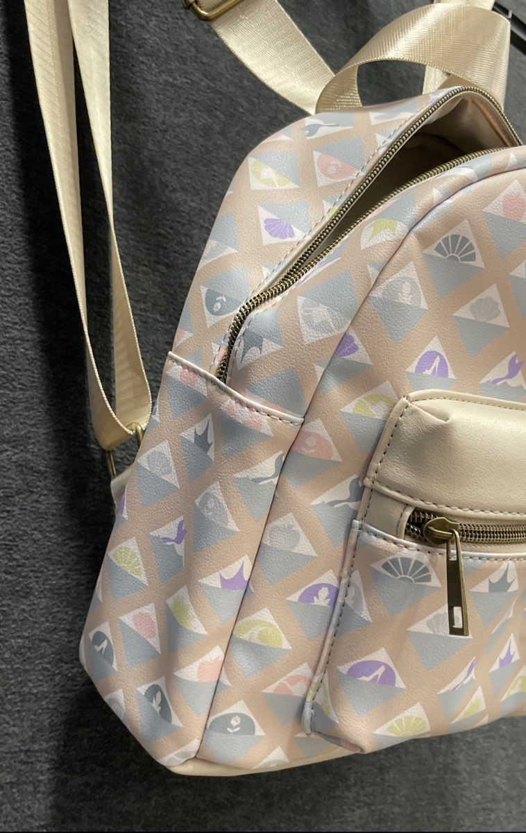 Disney Princess Pastel Icon Diamond Mini Backpack Brass Hardware