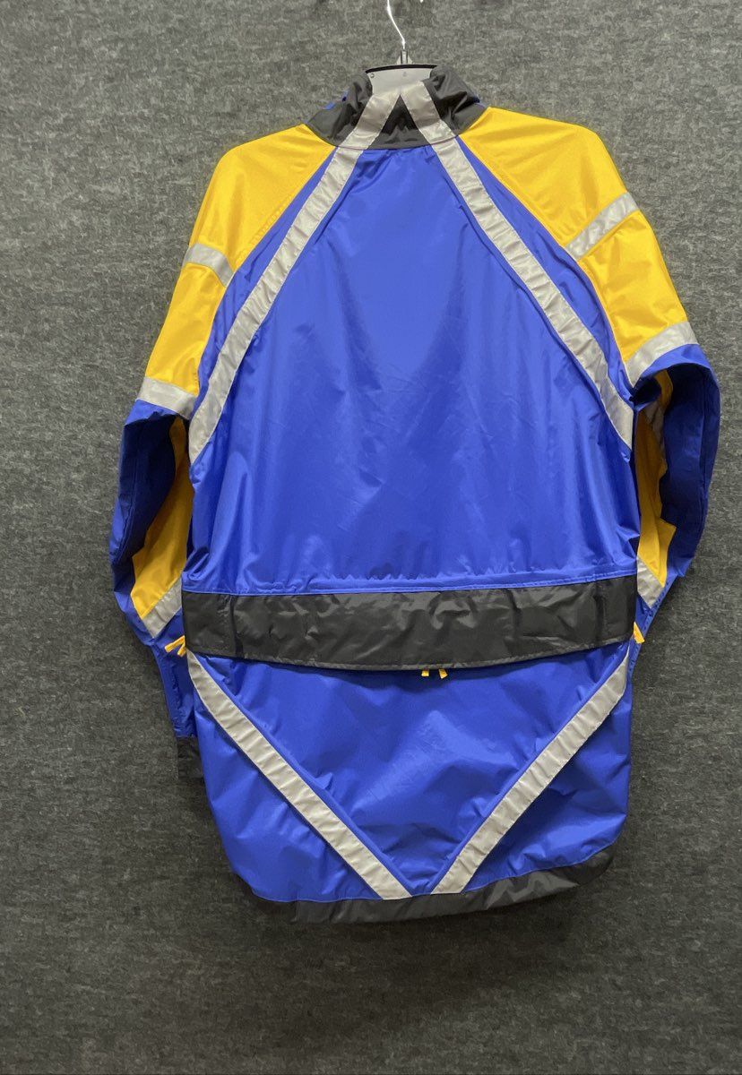 Discovery Cycling Gear Jacket XL Blue Yellow Reflective Nylon Full Zip Cycling