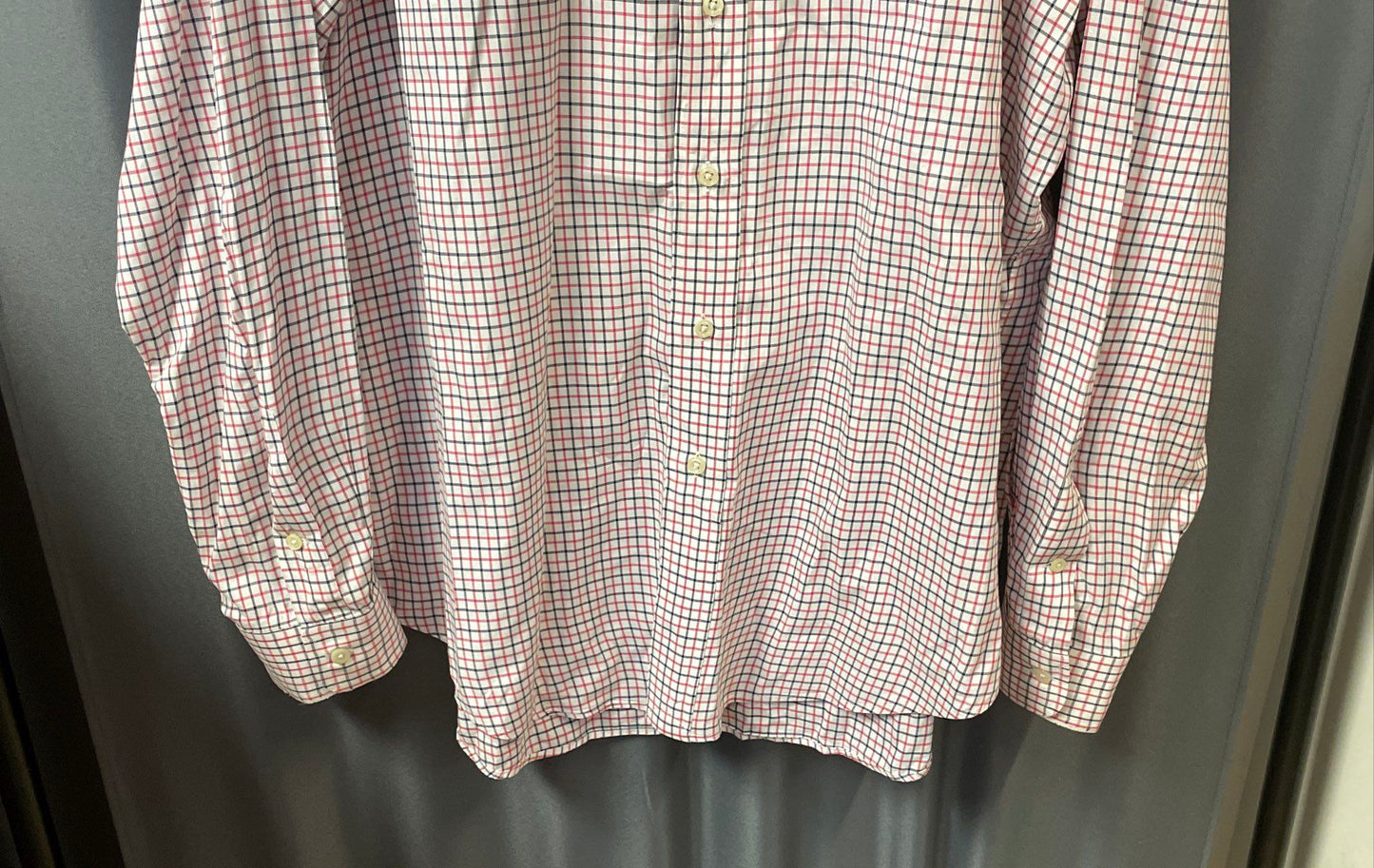 Ralph Lauren Men's Red Navy Blue Plaid Classic Fit Cotton Button Down Shirt Sz L