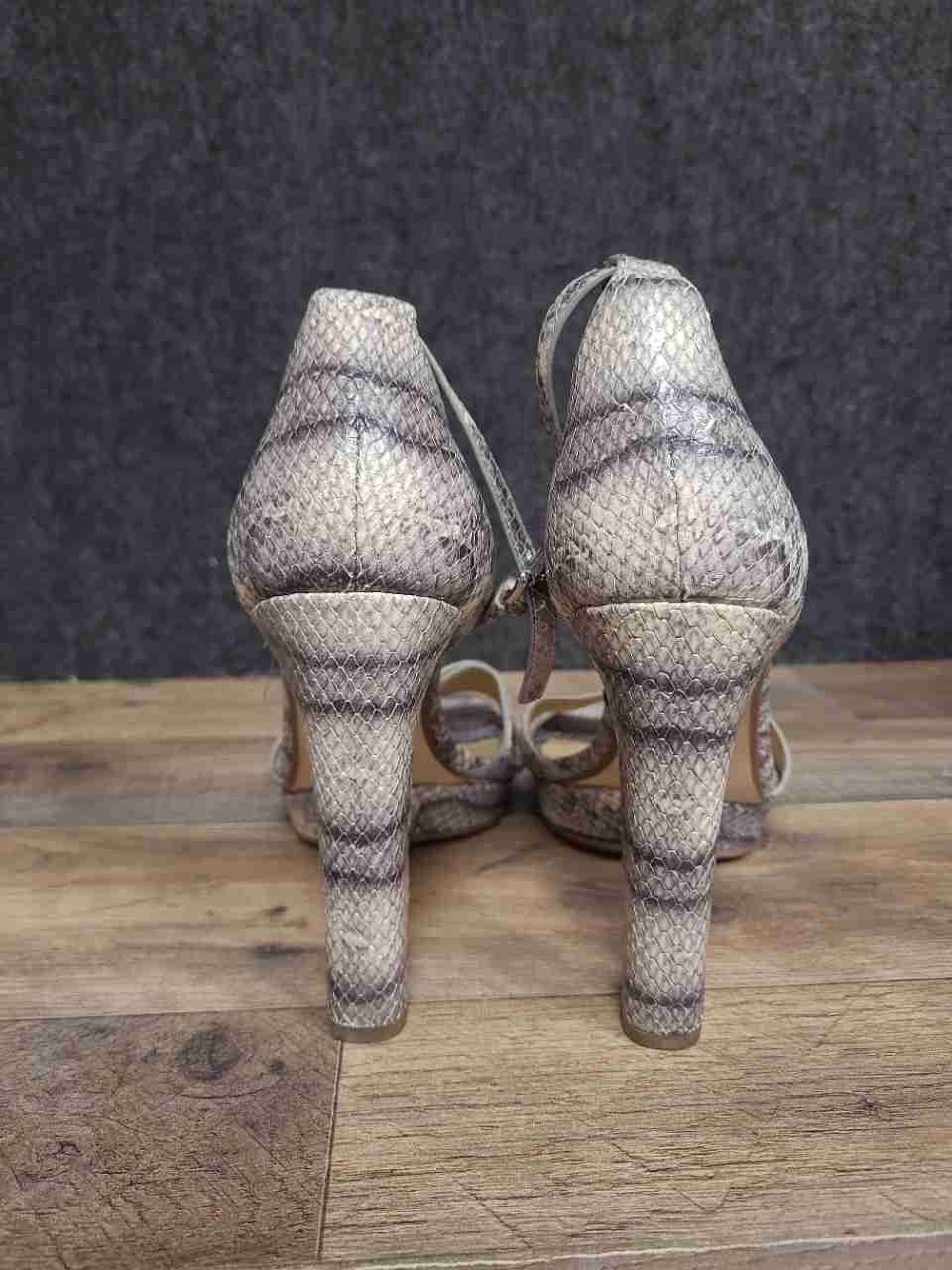 Michael Kors Grey Snakeskin Print Platform Ankle Strap Heel Sandals Size 9.5M