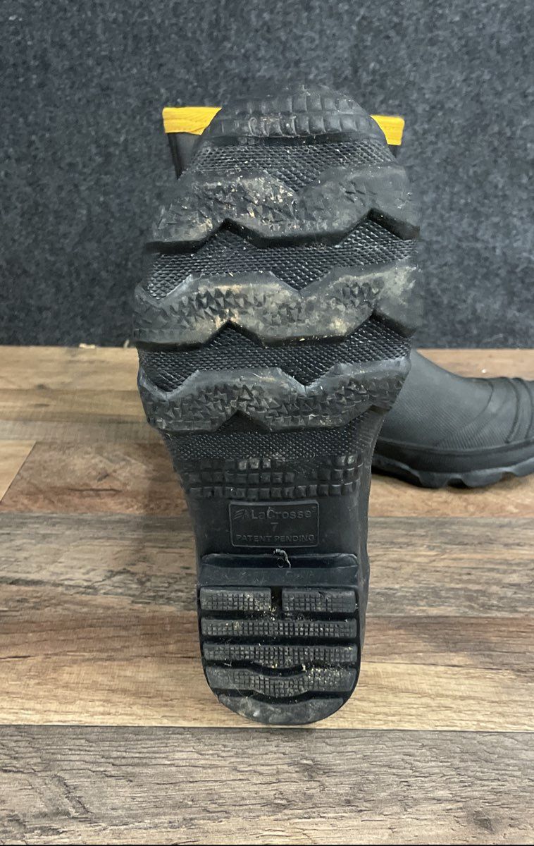 LaCrosse Black Yellow Rubber Waterproof Rain Work Boots Stock 200009 Size 7