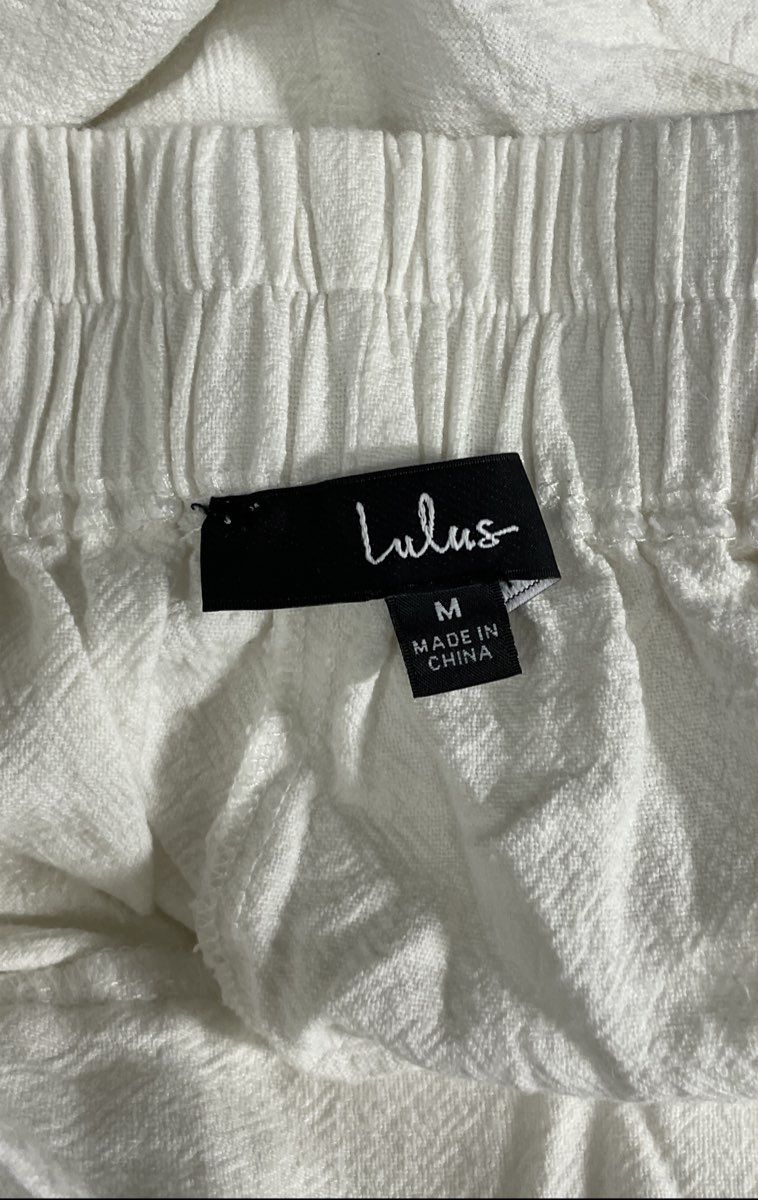 Lulus Women's White Wide Leg Culottes Palazzo Pants Crinkle Textured Size M