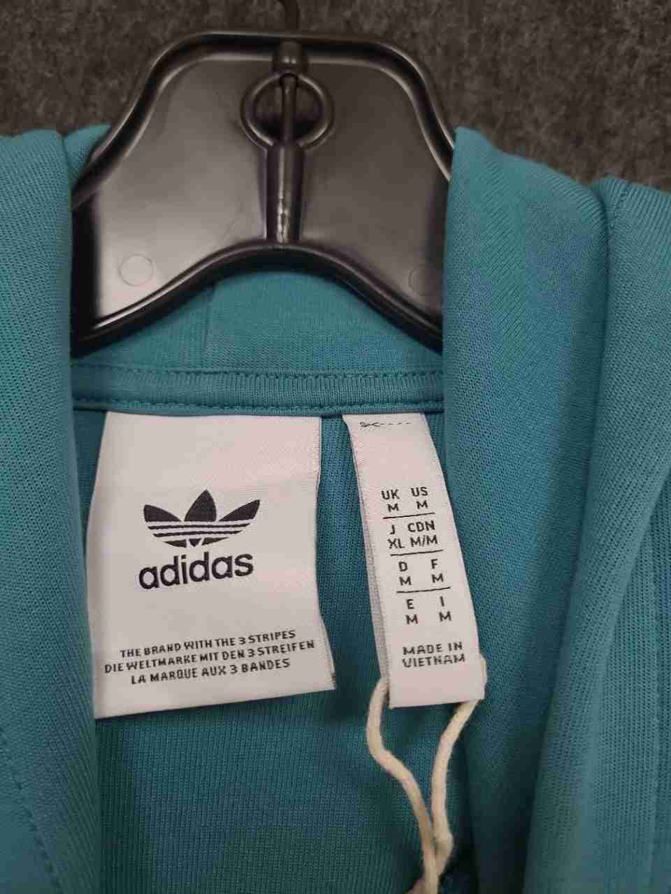 Adidas Originals Men's Teal Trefoil Logo Pullover Hoodie Sleeve Stripes Sz M