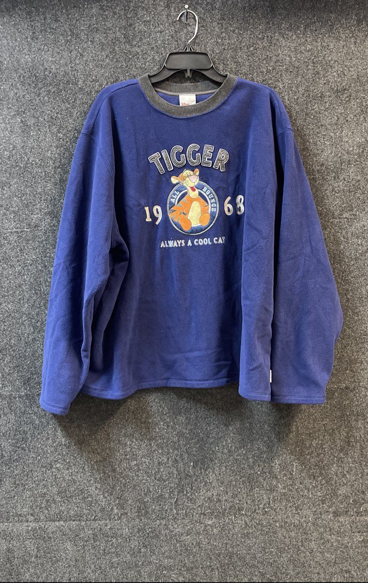 Vintage 90s Disney Store Men's Tigger Blue Fleece Crewneck Sweatshirt Sz XL