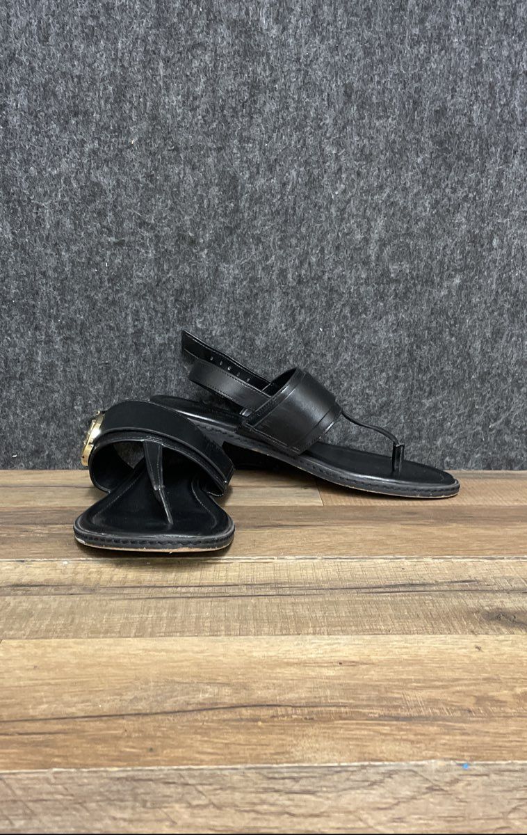Michael Kors Women's Black Leather Logo Thong Slingback Sandals Size 5 M