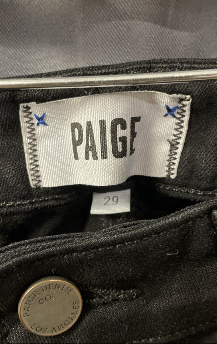 Paige Women's Black Skinny Ankle Jeans Raw Frayed Hem Sz 29