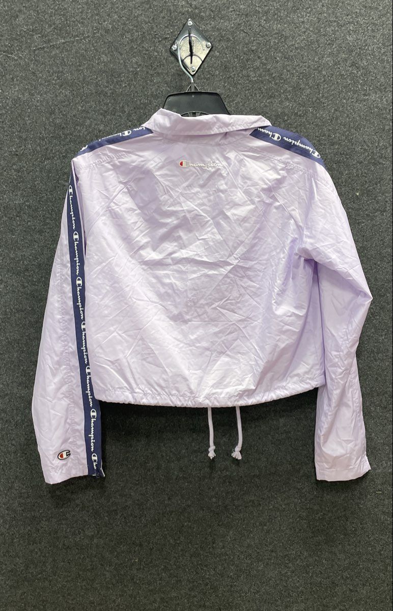 Champion Women's Cropped Coaches Jacket Zipper Tape Windbreaker Purple Sz XS