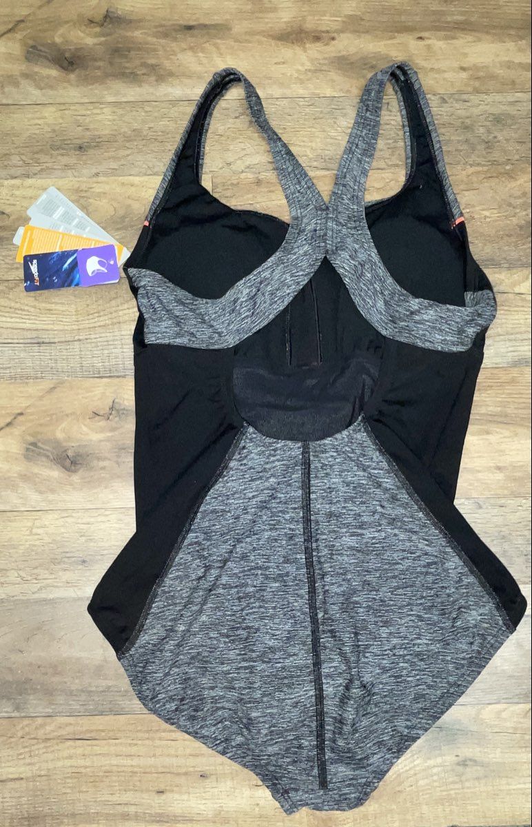 Speedo Women's SpeedoFit Core Compression One Piece Swimsuit Gray NWT Sz 10